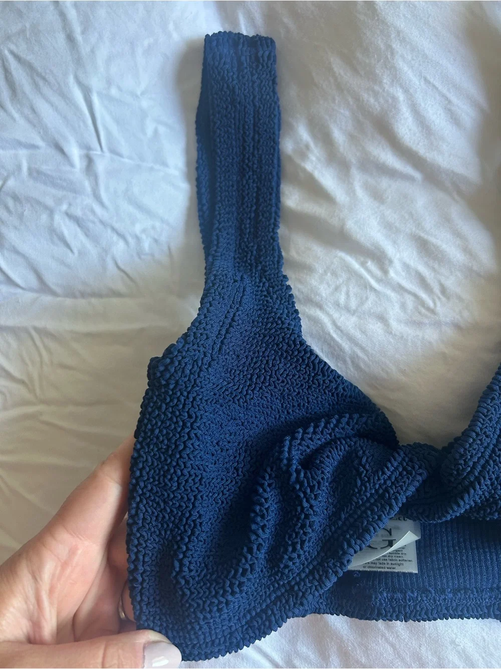 Hunza G Navy Blue Twist Bikini Top